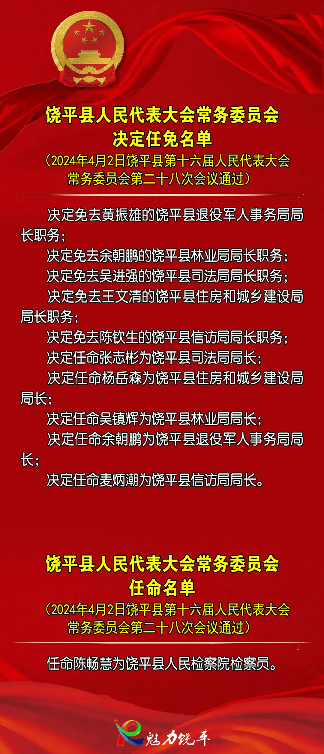 饶平干部近期任命公示揭晓